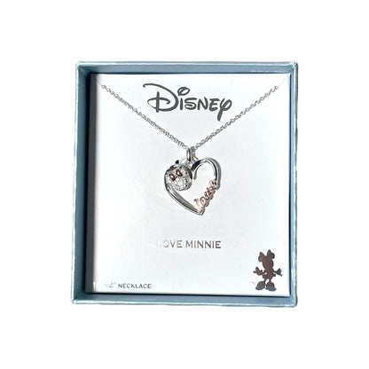 Collar Disney Plateado de Corazón "Love Minnie"